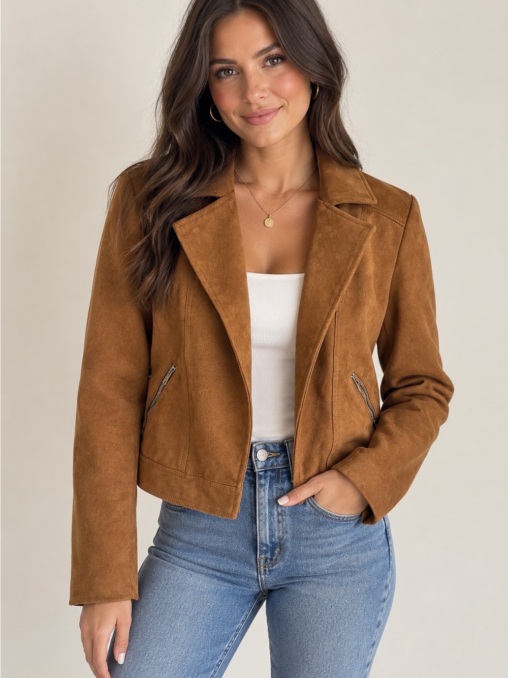 Philosophy Brown Suede Cropped Jacket